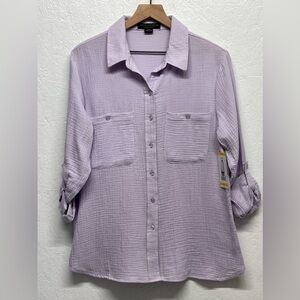 WOMEN'S Social Standard by Sanctuary 
Crinkle Gauze Button Shirt - Lavendar